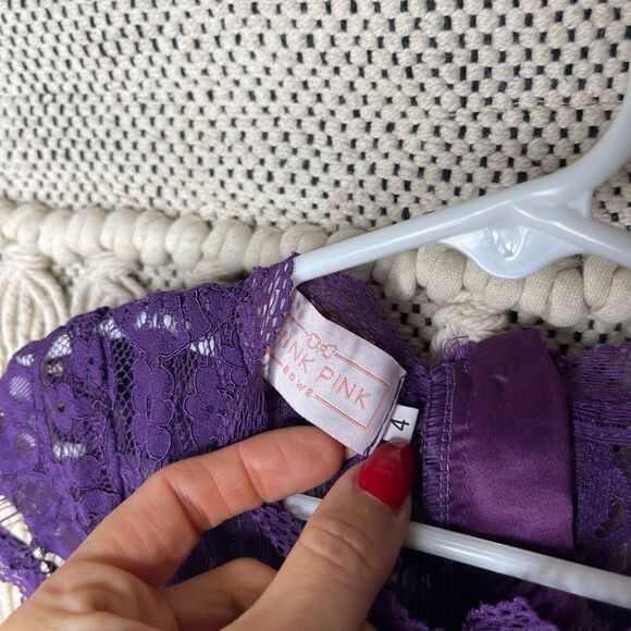 Purple Lace Flower Girl Dress Size 4 - Picture 7 of 9